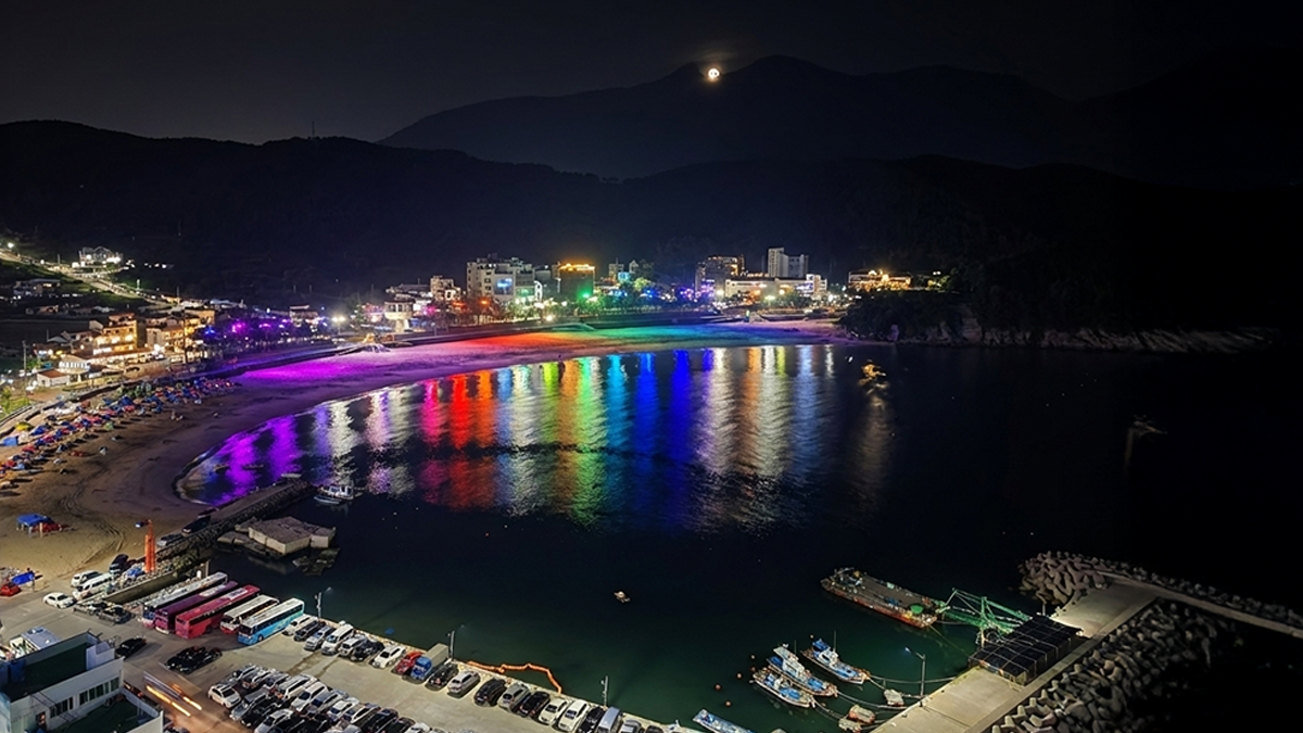 와현 해변 야경과 외도,해금강 유람선 